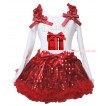 White Tank Top Red Sequins Ruffles Minnie Dots Bows & Rhinestone Daddy's Gift Box Print & Bling Red Sequins Pettiskirt MG1958